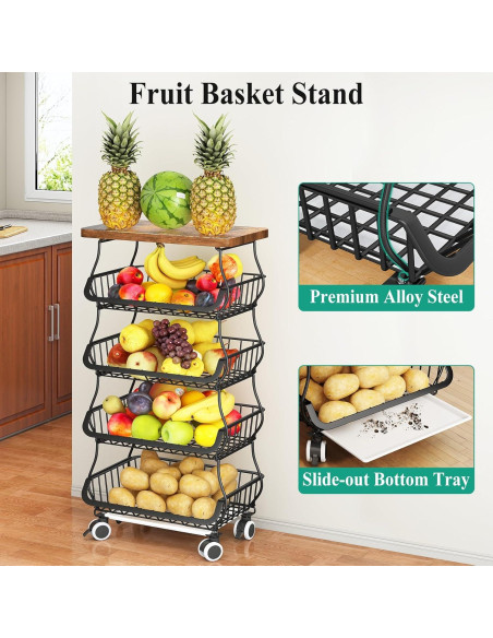 Carrito Organizador de Cocina SAYZH con Mesa de Madera 5 Niveles Carrito Organizador de Cocina SAYZH con Mesa de Madera 5 Niveles