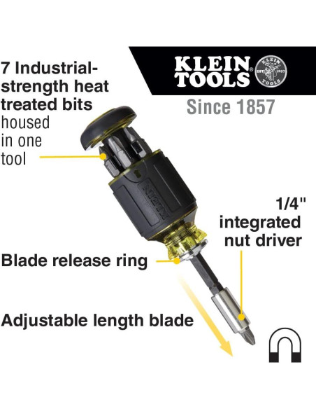 Destornillador Stubby Multi-bit Klein Tools 32308 8-en-1 Ajustable Destornillador Stubby Multi-bit Klein Tools 32308 8-en-1 Ajustable