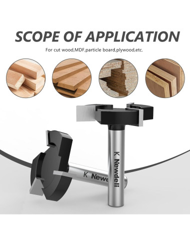 Fresa de Superficie CNC Newdeli 1" Diámetro 3 Alas 1/4" Vástago