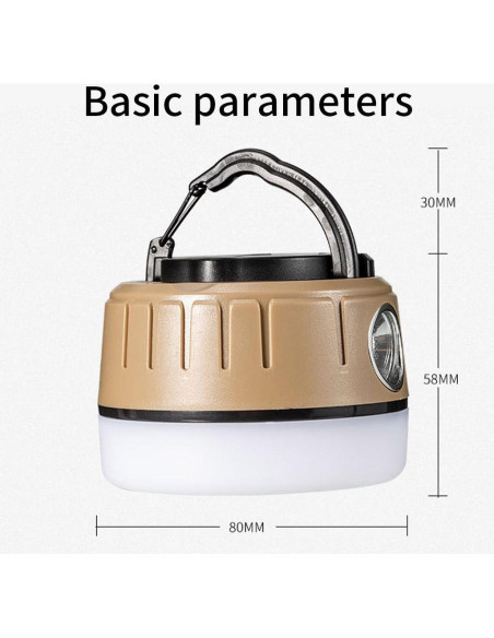 Linterna de Camping LED Recargable BY-J 310LM 4 Modos Beige Linterna de Camping LED Recargable BY-J 310LM 4 Modos Beige