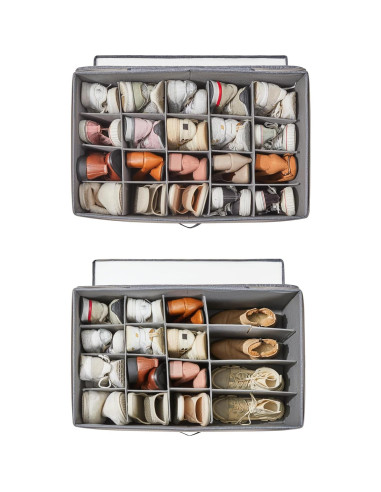 Organizador de Zapatos Berdeng Gris 20 Pares con Tapa Transparente