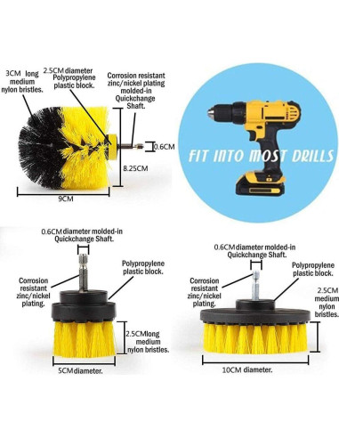 Kit de Cepillos de Limpieza para Baño Drillbrush - 3 Piezas