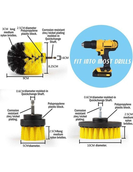 Kit de Cepillos de Limpieza para Baño Drillbrush - 3 Piezas Kit de Cepillos de Limpieza para Baño Drillbrush - 3 Piezas