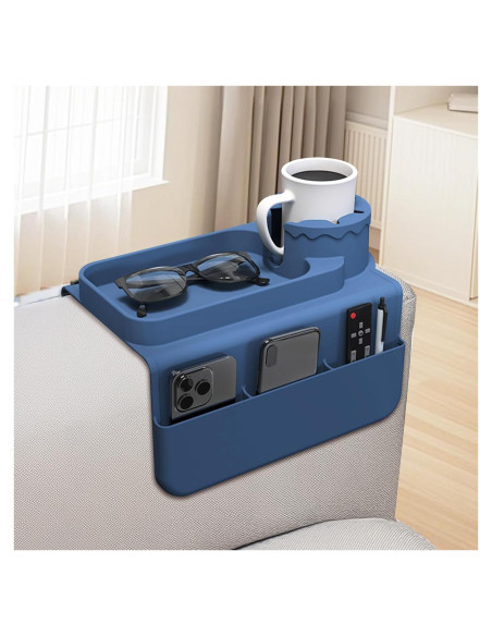 Bandeja Soporte para Tazas de Sofá PANZIYU Azul Silicona Bandeja Soporte para Tazas de Sofá PANZIYU Azul Silicona