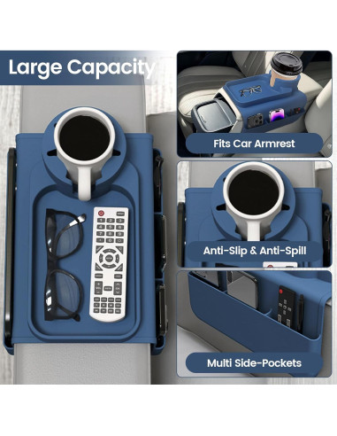 Bandeja Soporte para Tazas de Sofá PANZIYU Azul Silicona