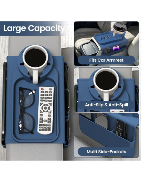 Bandeja Soporte para Tazas de Sofá PANZIYU Azul Silicona Bandeja Soporte para Tazas de Sofá PANZIYU Azul Silicona