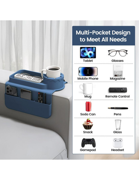 Bandeja Soporte para Tazas de Sofá PANZIYU Azul Silicona Bandeja Soporte para Tazas de Sofá PANZIYU Azul Silicona