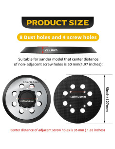 Paquete de 2 almohadillas de respaldo para lijadora orbital 5" ZXLDRAGON 2