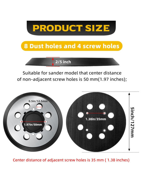 Paquete de 2 almohadillas de respaldo para lijadora orbital 5" ZXLDRAGON Paquete de 2 almohadillas de respaldo para lijadora orbital 5" ZXLDRAGON