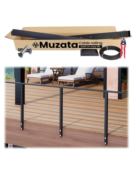 Kit Completo Barandilla de Cable Muzata 36" Montaje Lateral Negro Kit Completo Barandilla de Cable Muzata 36" Montaje Lateral Negro