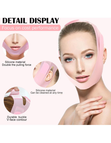 Faja de Barbilla de Silicona MASIKA Rosa - Ajuste Facial 3D