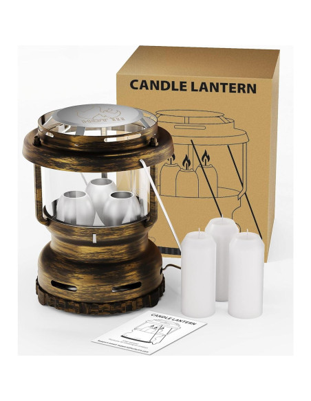 Linterna de Emergencia Vintage NOMFIX con 3 Velas - 18h Quema Linterna de Emergencia Vintage NOMFIX con 3 Velas - 18h Quema