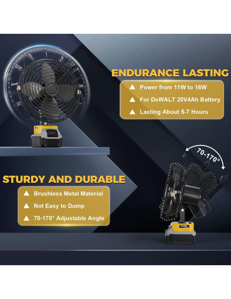 Ventilador Portátil MtiolHig 8" Batería Dewalt 20V 21W USB Ventilador Portátil MtiolHig 8" Batería Dewalt 20V 21W USB
