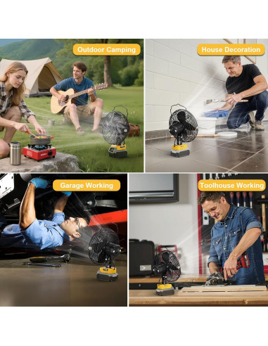 Ventilador Portátil MtiolHig 8" Batería Dewalt 20V 21W USB
