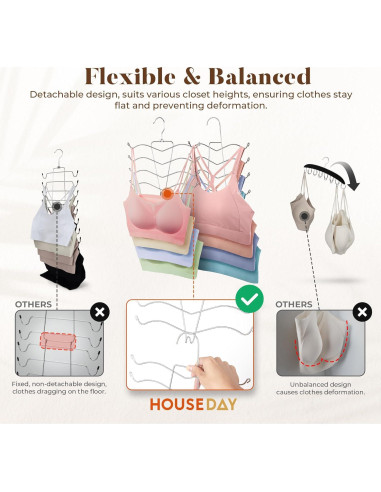 Perchas Ahorra Espacio HOUSE DAY - 2 Paquete Metal Plata