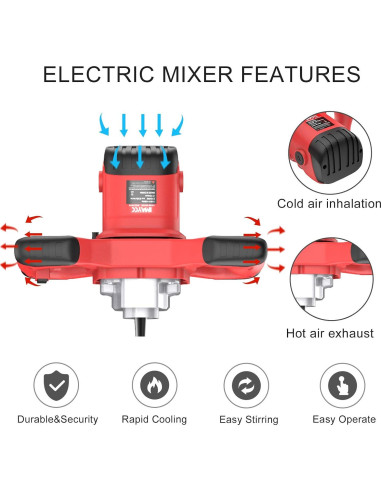 Mezclador de Cemento Eléctrico IMAYCC 2100W 6 Velocidades