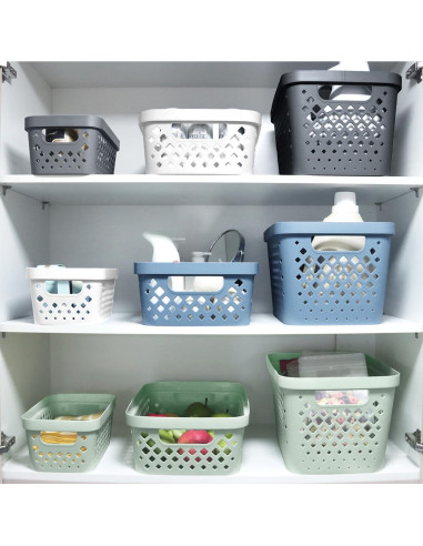 Set de 6 Cestas de Plástico Glad para Almacenamiento 4L Gris