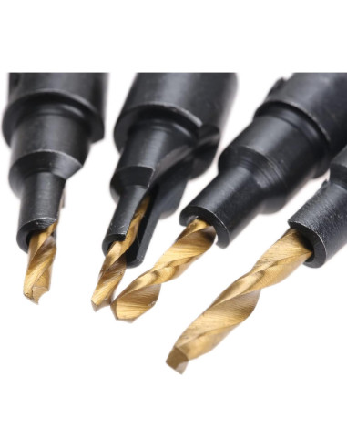 Juego de Brocas de Avellanado Muxsam 4 Piezas HSS Oro