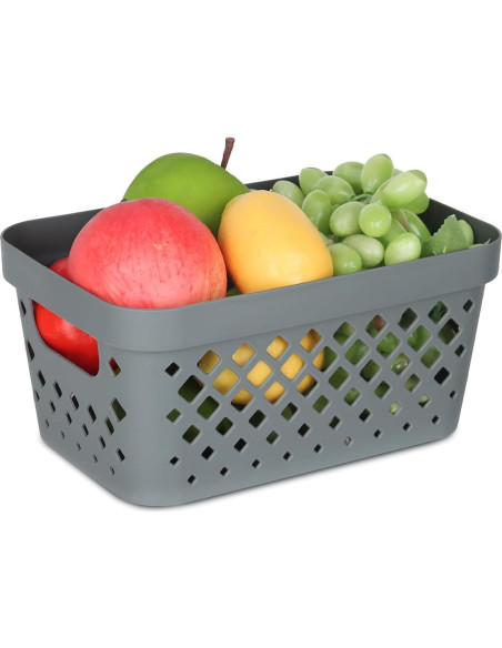 Set de 6 Cestas de Plástico Glad para Almacenamiento 4L Gris Set de 6 Cestas de Plástico Glad para Almacenamiento 4L Gris