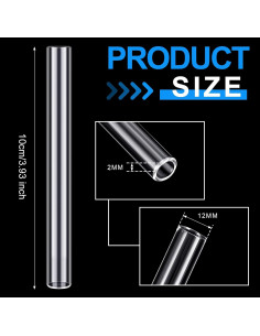 6 Tubos de Vidrio de Borosilicato 10 cm con Cepillo de Limpieza 2