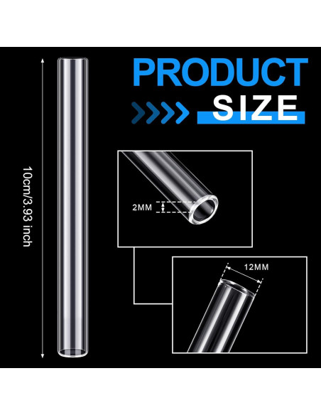 6 Tubos de Vidrio de Borosilicato 10 cm con Cepillo de Limpieza 6 Tubos de Vidrio de Borosilicato 10 cm con Cepillo de Limpieza