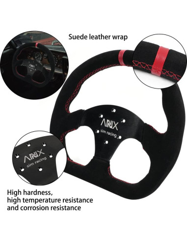 Volante de Carreras RASTP 12.8" (32.5cm) Cuero Suede Negro