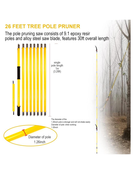 Podadora de Árboles Murezuer 9 Poste Manual 30 Pies Amarillo Podadora de Árboles Murezuer 9 Poste Manual 30 Pies Amarillo