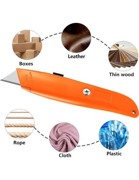 Cuchillo Utilitario Retráctil DIYSELF 2 Pack Naranja 15.24 cm Cuchillo Utilitario Retráctil DIYSELF 2 Pack Naranja 15.24 cm