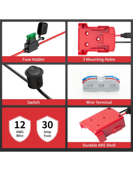 Adaptador de Batería Kzreect 18V para Juguetes RC con Fusible Adaptador de Batería Kzreect 18V para Juguetes RC con Fusible