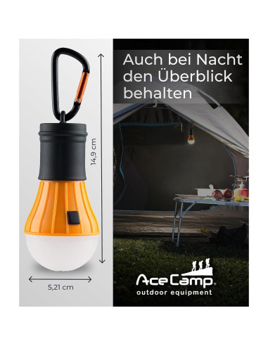 Lámpara LED Portátil AceCamp 1028 Naranja para Camping