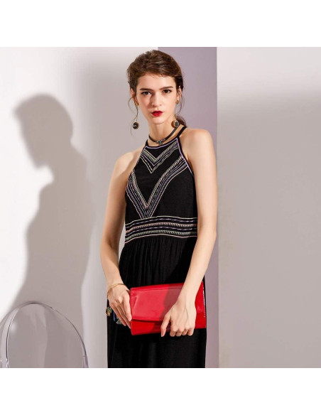 Cartera de Cuero Sintético para Mujeres WALLYN'S Rojo 22.35x4.57x15.24cm Cartera de Cuero Sintético para Mujeres WALLYN'S Rojo 22.35x4.57x15.24cm