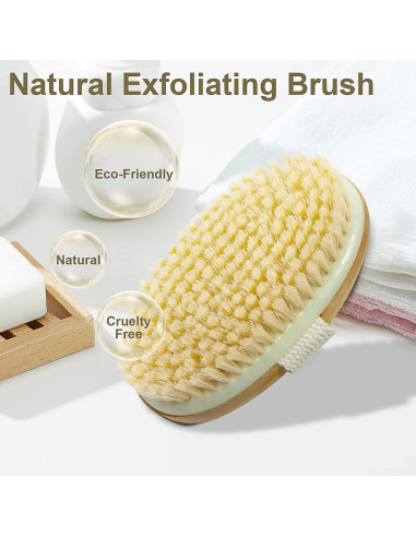 Cepillo de Cuerpo Seco de Bambú GiimiBash - Exfoliador Ovalado