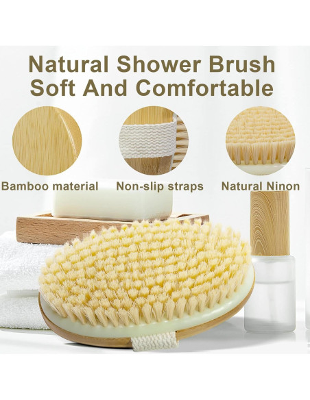 Cepillo de Cuerpo Seco de Bambú GiimiBash - Exfoliador Ovalado Cepillo de Cuerpo Seco de Bambú GiimiBash - Exfoliador Ovalado