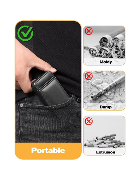 Estuche para Cigarrillos OZCHIN Negro 4 Compartimentos Cuero PU Estuche para Cigarrillos OZCHIN Negro 4 Compartimentos Cuero PU