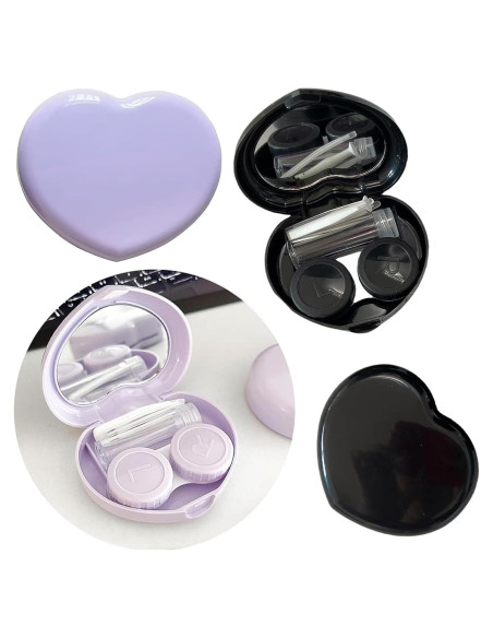 Estuche de Lentes de Contacto Corazón 2 Piezas con Espejo Estuche de Lentes de Contacto Corazón 2 Piezas con Espejo
