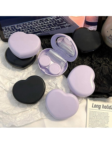 Estuche de Lentes de Contacto Corazón 2 Piezas con Espejo