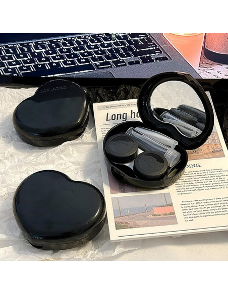 Estuche de Lentes de Contacto Corazón 2 Piezas con Espejo Estuche de Lentes de Contacto Corazón 2 Piezas con Espejo