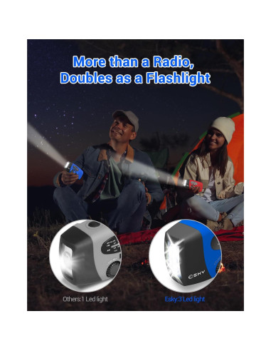 Radio de Manivela de Emergencia Esky 2000mAh AM/FM NOAA Azul