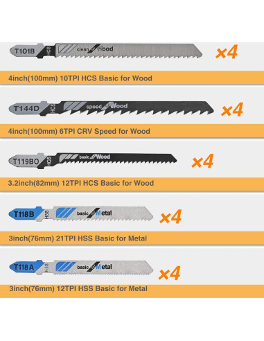 Juego de 20 Hojas de Sierra de Calar T-Shank Aleybloodes