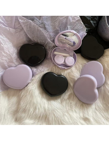 Estuche de Lentes de Contacto Corazón 2 Piezas con Espejo