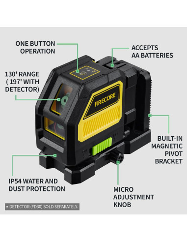 Nivel láser autocompensante Firecore F114G verde 25.5cm