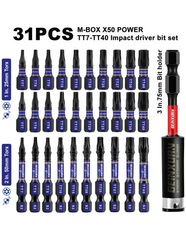 Juego de Puntas Torx de Seguridad 31 Piezas GEINXURN S2