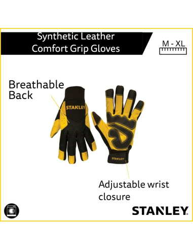 Guantes de Seguridad Stanley de Cuero Sintético Extra Grande