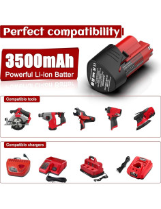 Paquete de 2 Baterías de Reemplazo M12 3.5Ah Milwaukee 2