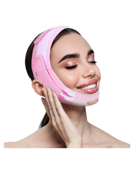 Correa Facial Reutilizable Dimeho Rosa 57x9cm Reductora de Papada Correa Facial Reutilizable Dimeho Rosa 57x9cm Reductora de Papada