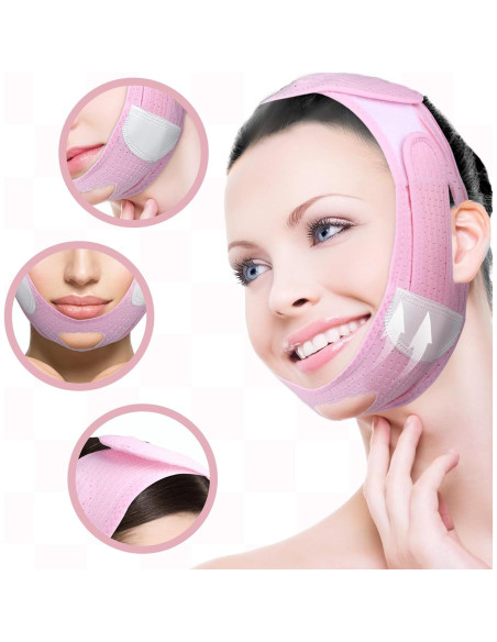 Correa Facial Reutilizable Dimeho Rosa 57x9cm Reductora de Papada Correa Facial Reutilizable Dimeho Rosa 57x9cm Reductora de Papada