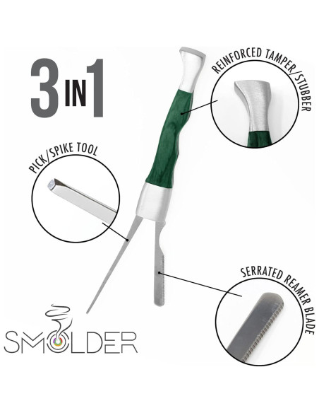 Herramienta 3 en 1 para Pipa de Tabaco Smolder - Palisandro y Acero Inoxidable Herramienta 3 en 1 para Pipa de Tabaco Smolder - Palisandro y Acero Inoxidable