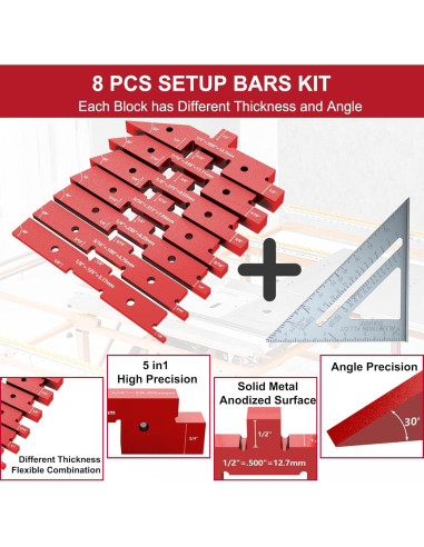 Bloques de Configuración de Carpintería Yqwwda 7 Pcs Aluminio