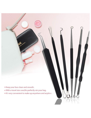 Kit de Extracción de Puntos Negros JPNK 6 Piezas Acero Inoxidable