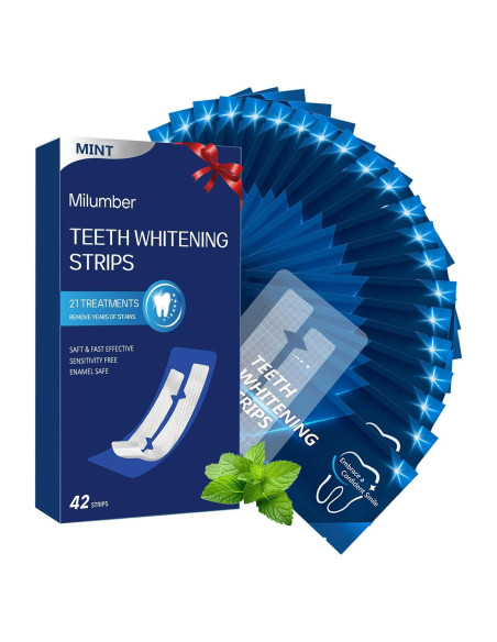 Tiras Blanqueadoras de Dientes Sensibles Milumber 42 Tiras Menta Tiras Blanqueadoras de Dientes Sensibles Milumber 42 Tiras Menta